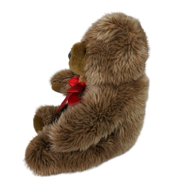 Brown Teddy Bear Valentines Day Christmas Red Bow Plush Stuffed Animal 9" - Picture 4 of 6